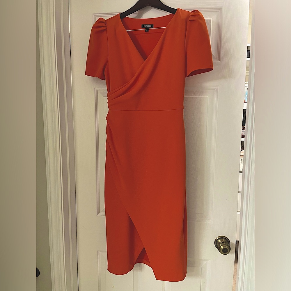 Express V-Neck Cap Sleeve Midi Dress